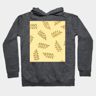 Leaf Prints in orange, teal, pale yellow Hoodie